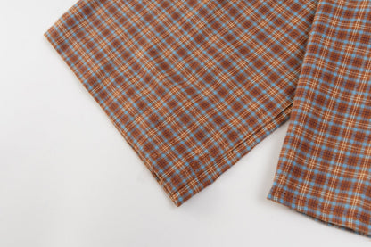 260826New high-quality checkered contrast-colored shirt