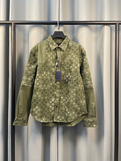 260826 New high-quality full-print workwear patchwork jacket-style shirt
