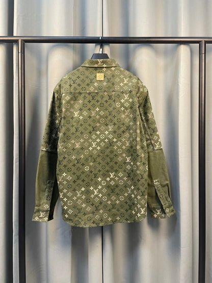 260826 New high-quality full-print workwear patchwork jacket-style shirt