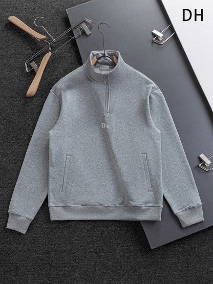 260826 New high-quality embroidered V-neck zipper hoodie