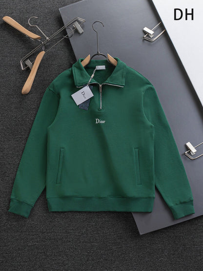 260826 New high-quality embroidered V-neck zipper hoodie
