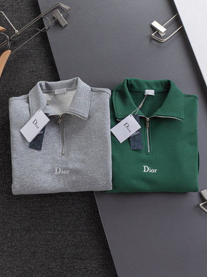 260826 New high-quality embroidered V-neck zipper hoodie
