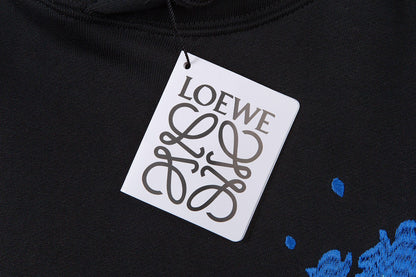 260826 New high-quality flame embroidery logo leather pouch hooded hoodie