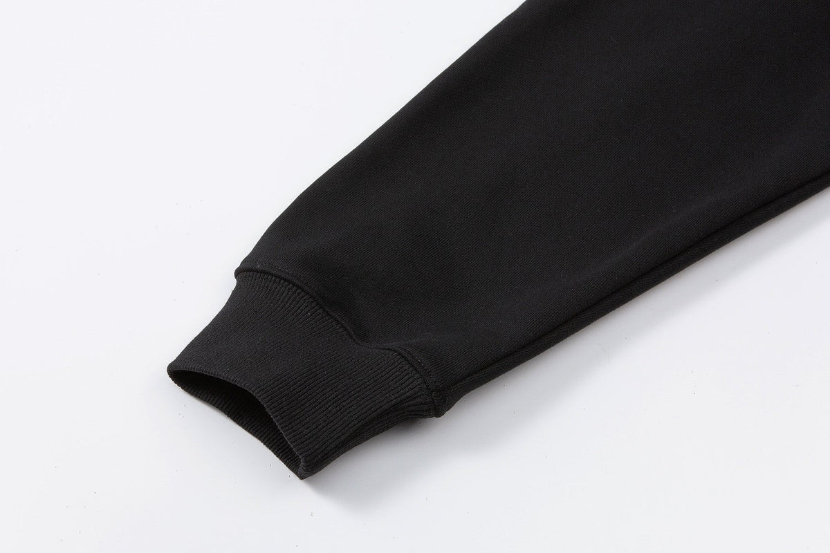 260826 New high-quality flame embroidery logo leather pouch hooded hoodie