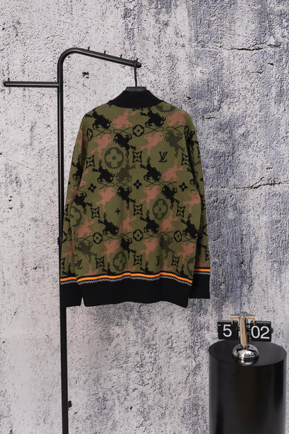 260826 New high-quality jacquard camouflage wool jacket and knitted coat