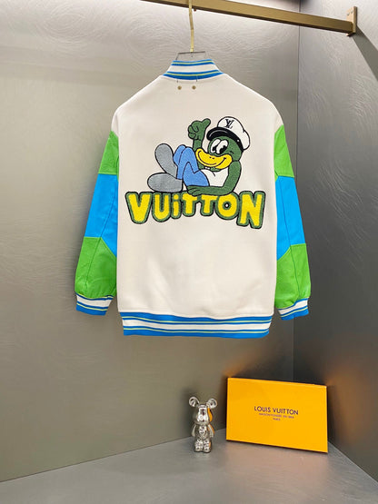 260826 New high-quality embroidered multi-color leather sleeve baseball jacket