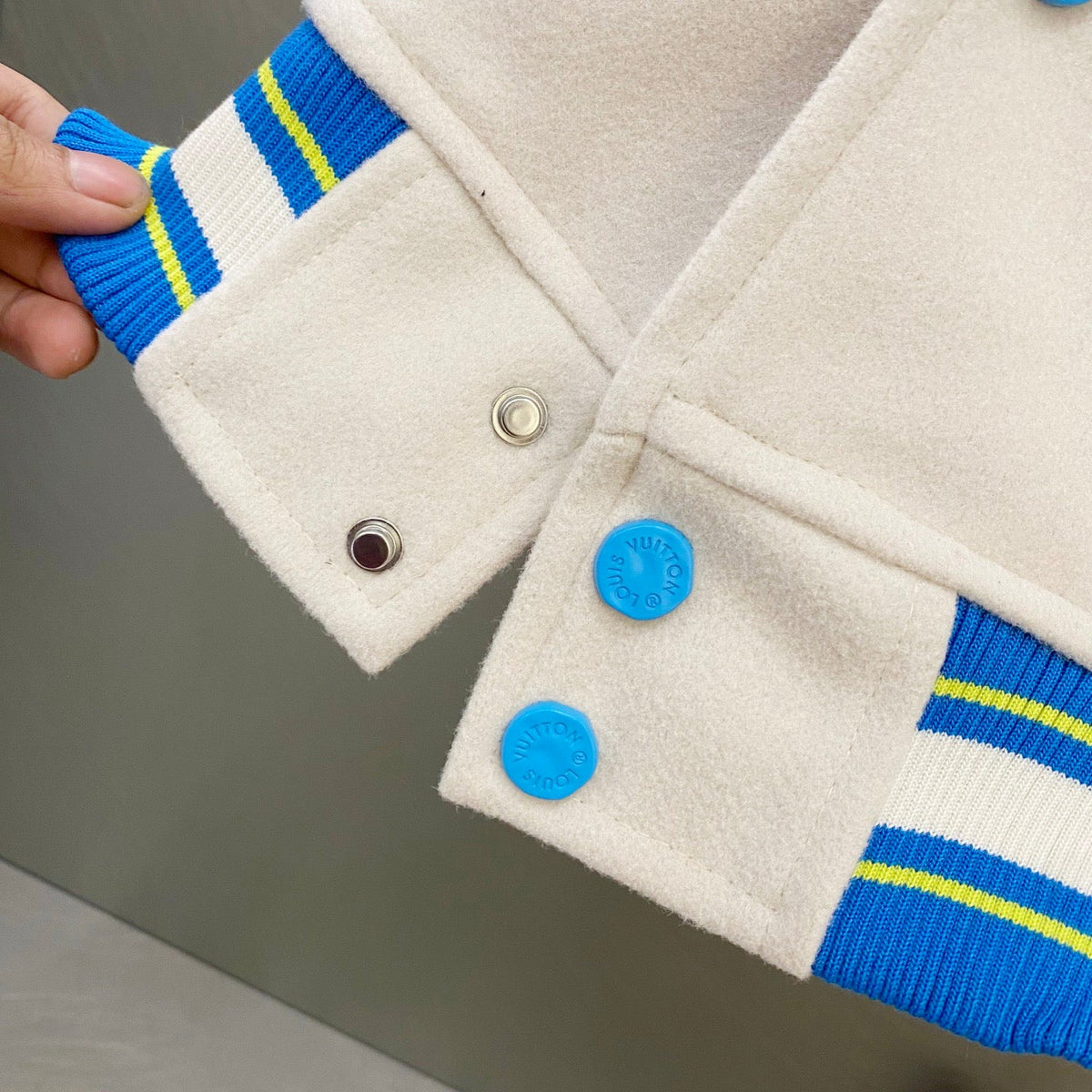 260826 New high-quality embroidered multi-color leather sleeve baseball jacket
