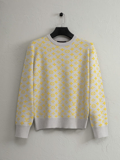 260826 New high-quality fully-printed jacquard knitted pullover round-neck sweater