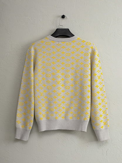 260826 New high-quality fully-printed jacquard knitted pullover round-neck sweater