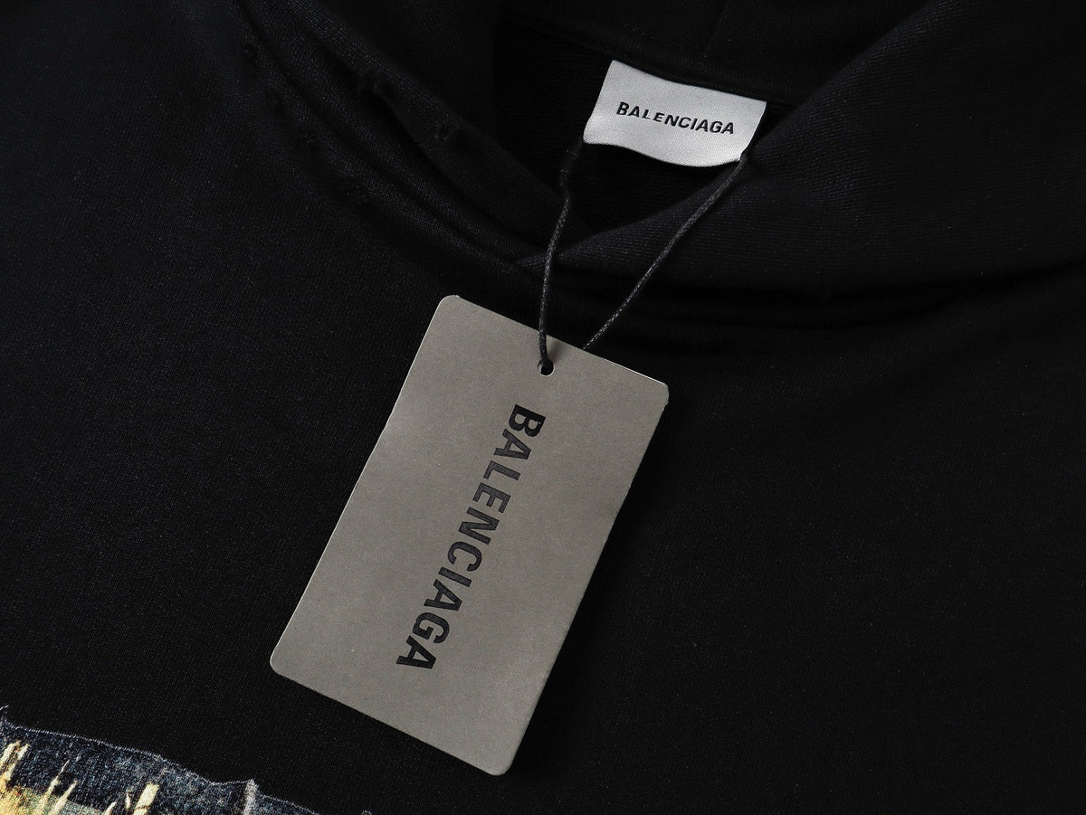 260826 New high-quality disordered letter tape hoodie shirt