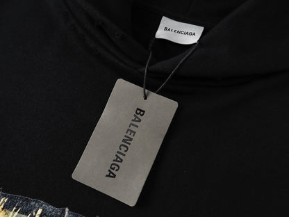 260826 New high-quality disordered letter tape hoodie shirt
