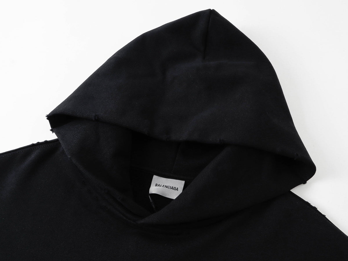260826 New high-quality disordered letter tape hoodie shirt