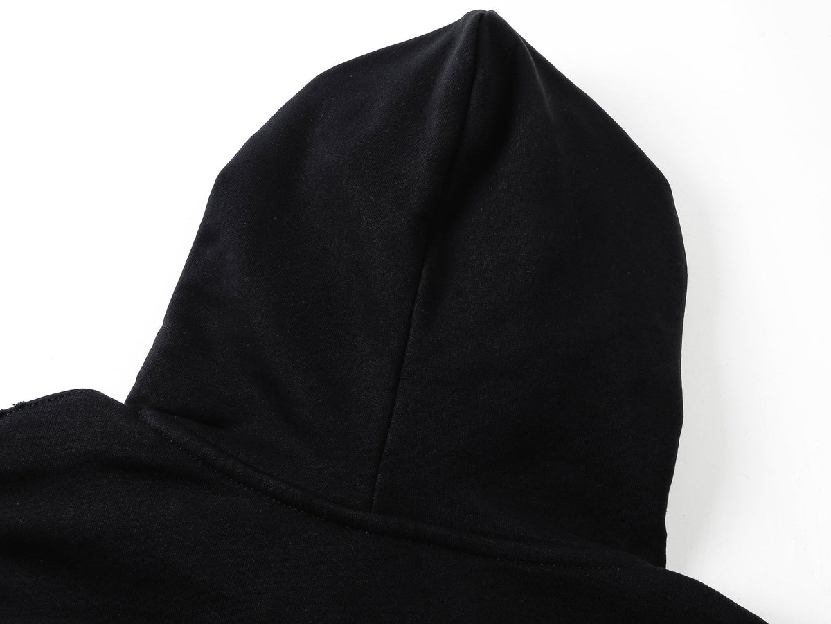 260826 New high-quality disordered letter tape hoodie shirt