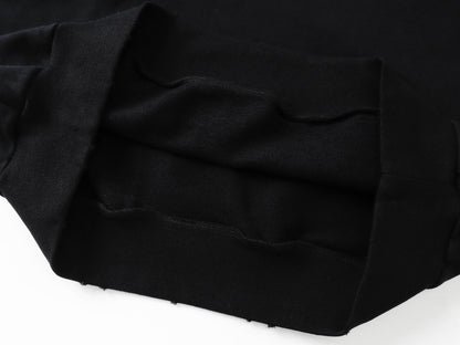 260826 New high-quality disordered letter tape hoodie shirt