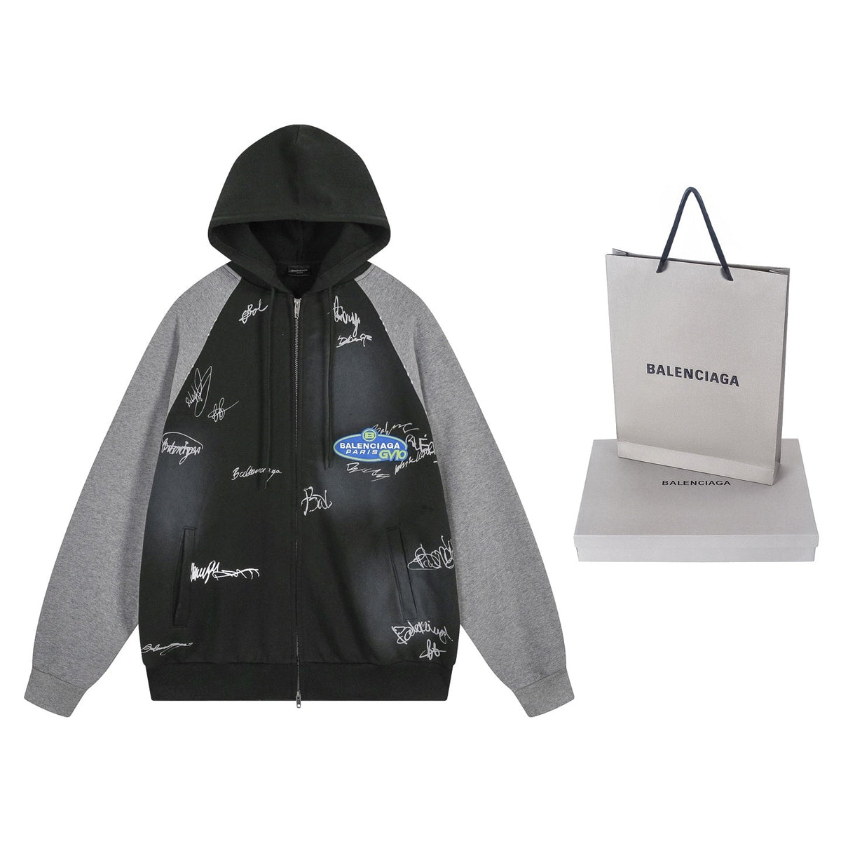 260826 New high-quality heavyweight signature patch zipped hoodie