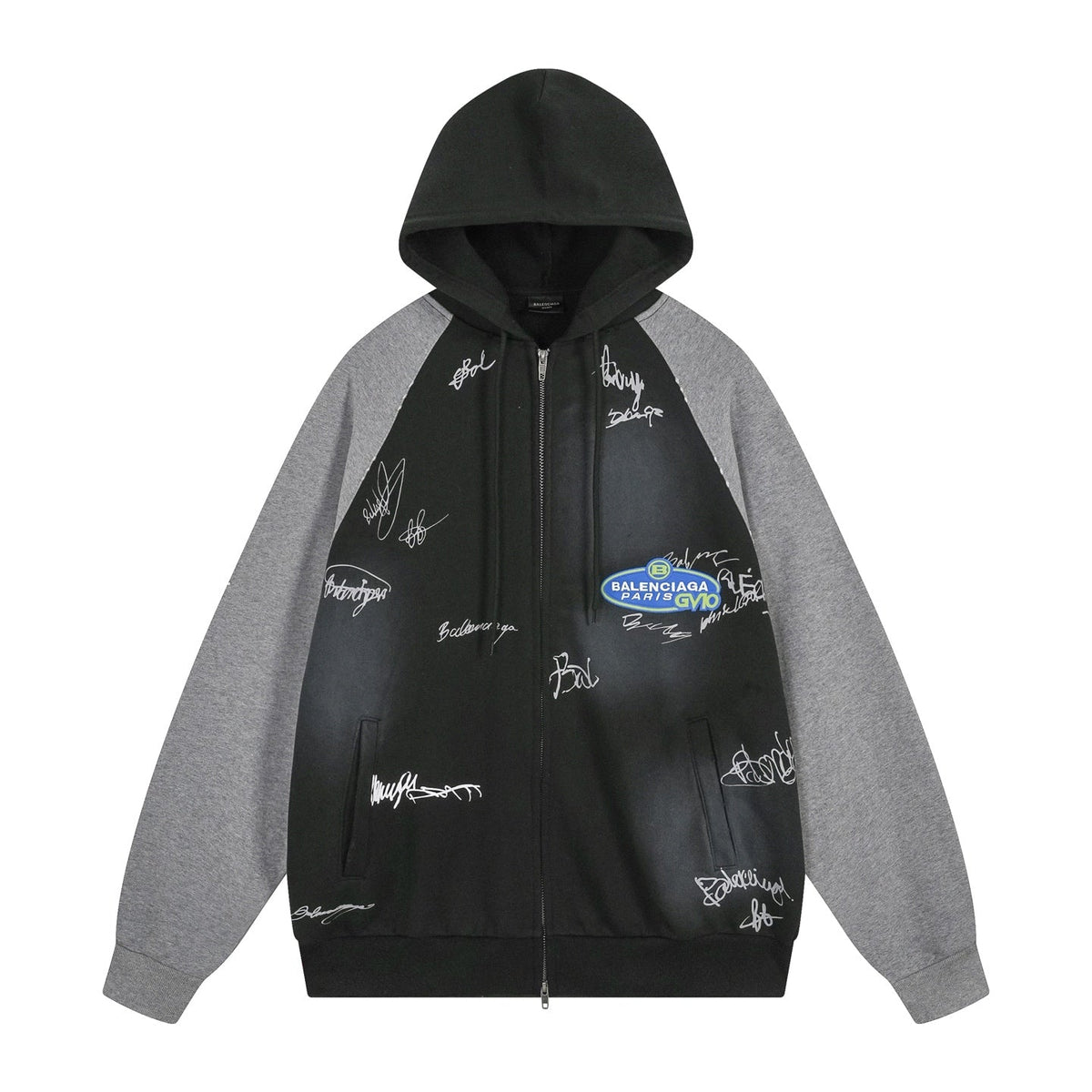 260826 New high-quality heavyweight signature patch zipped hoodie