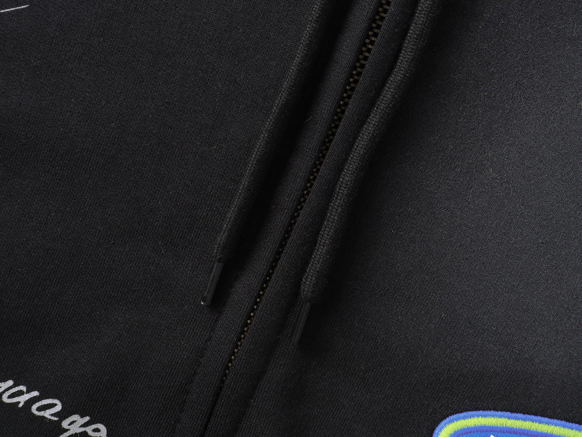 260826 New high-quality heavyweight signature patch zipped hoodie