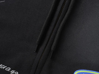260826 New high-quality heavyweight signature patch zipped hoodie