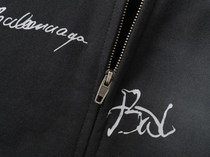 260826 New high-quality heavyweight signature patch zipped hoodie