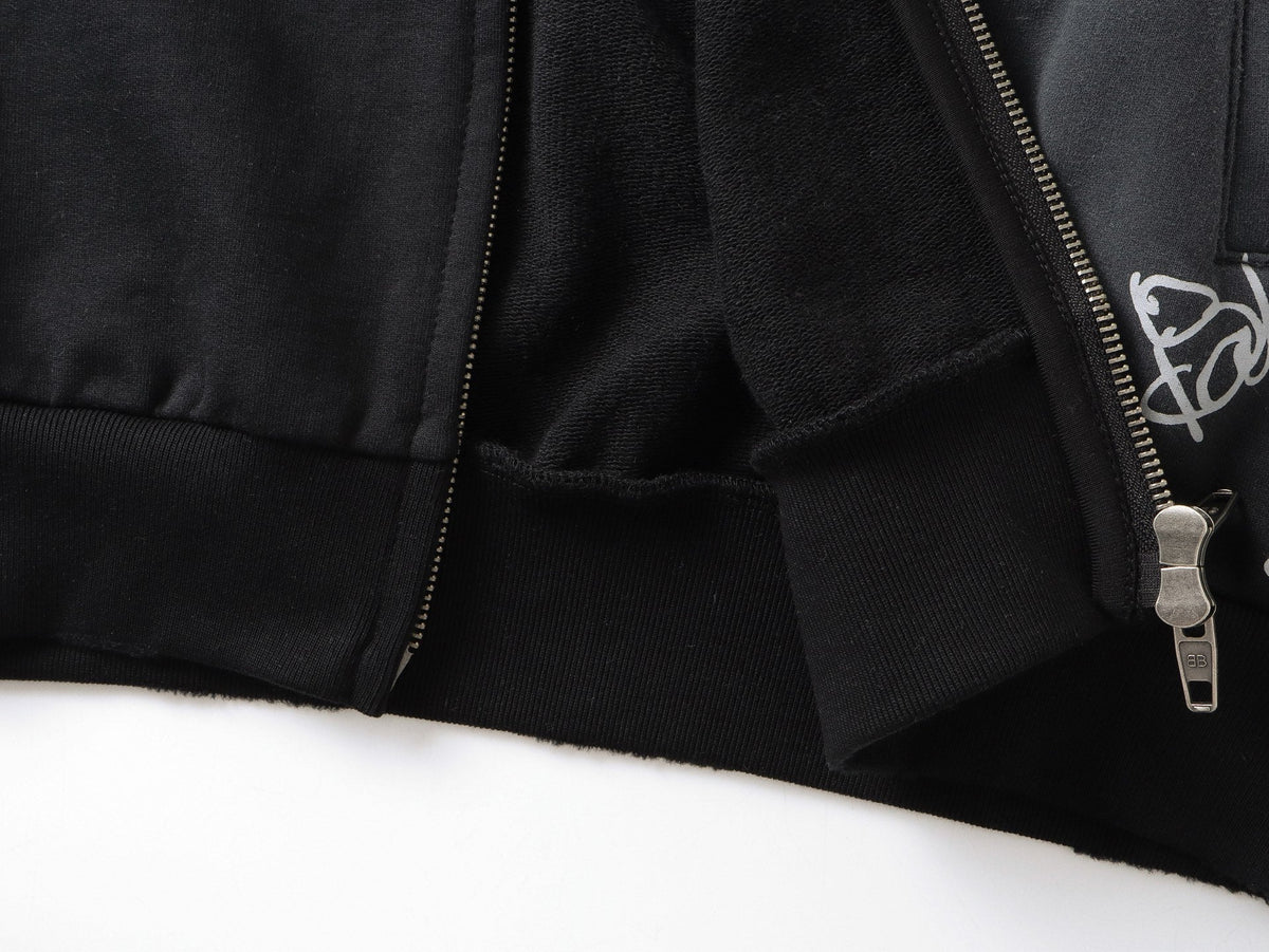 260826 New high-quality heavyweight signature patch zipped hoodie