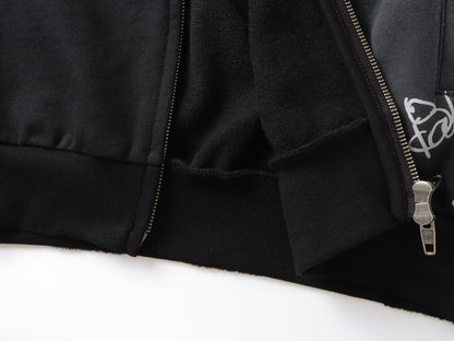 260826 New high-quality heavyweight signature patch zipped hoodie