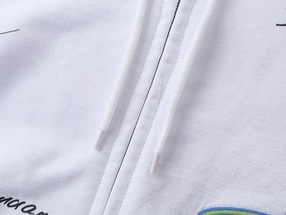 260826 New high-quality heavyweight signature patch zipped hoodie