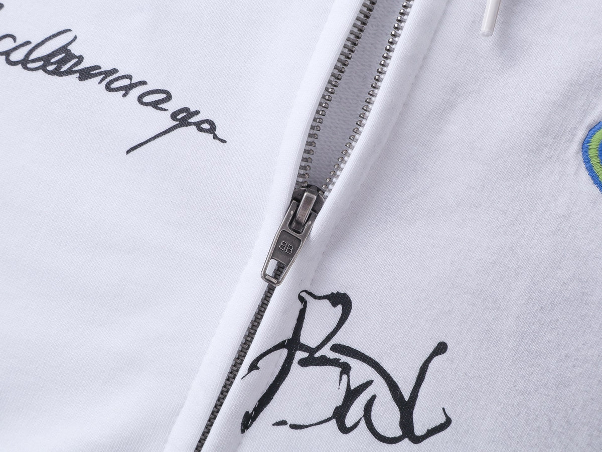 260826 New high-quality heavyweight signature patch zipped hoodie