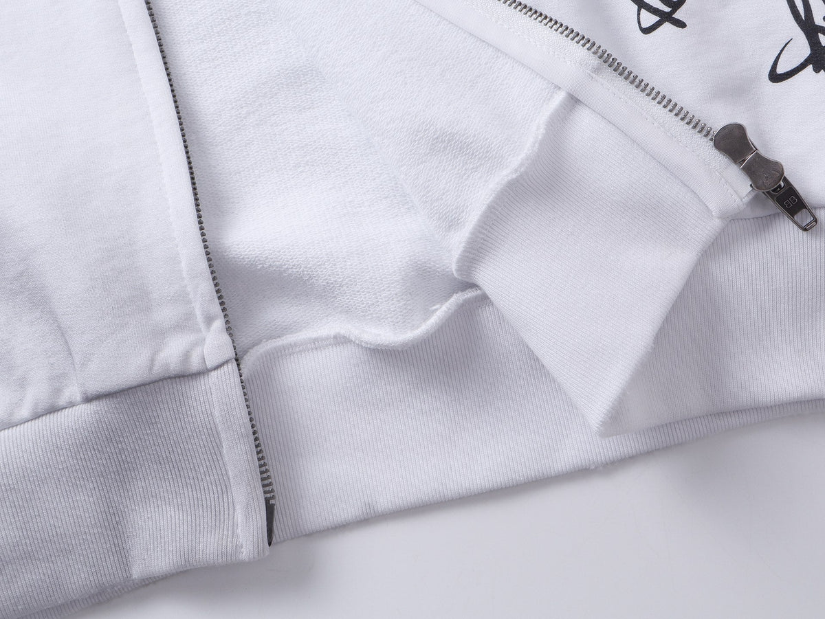 260826 New high-quality heavyweight signature patch zipped hoodie