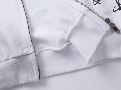 260826 New high-quality heavyweight signature patch zipped hoodie