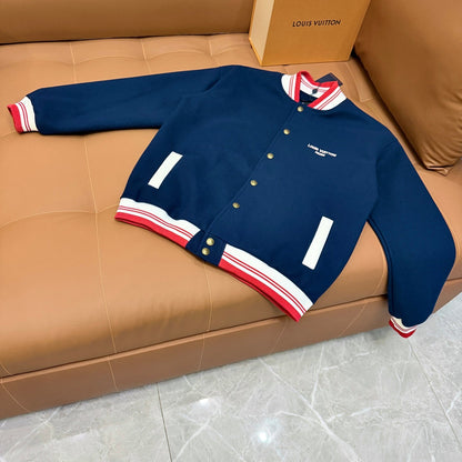 260826 New high-quality color-matched patchwork baseball jacket