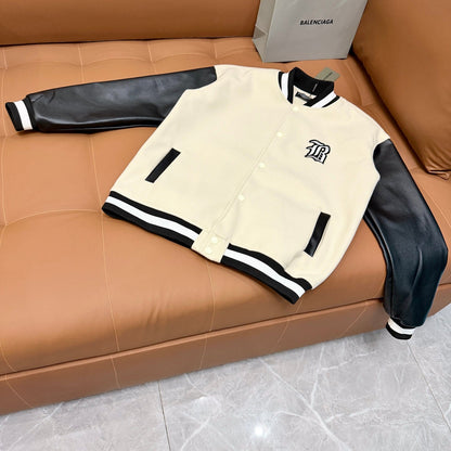260826 New high-quality color-matched patchwork baseball jacket