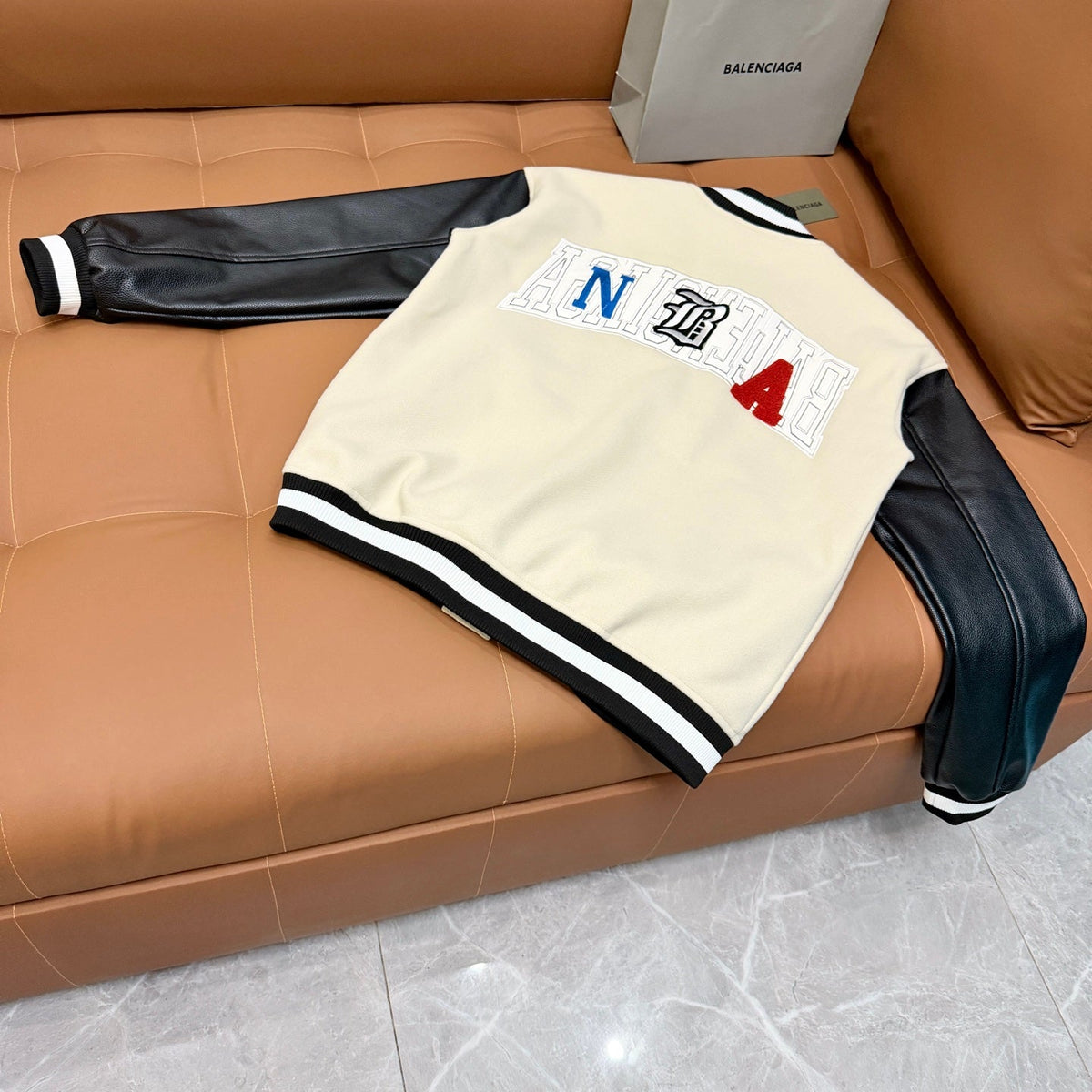 260826 New high-quality color-matched patchwork baseball jacket