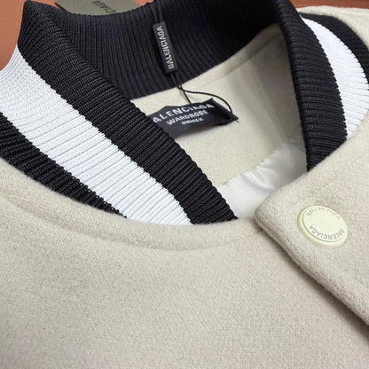 260826 New high-quality color-matched patchwork baseball jacket