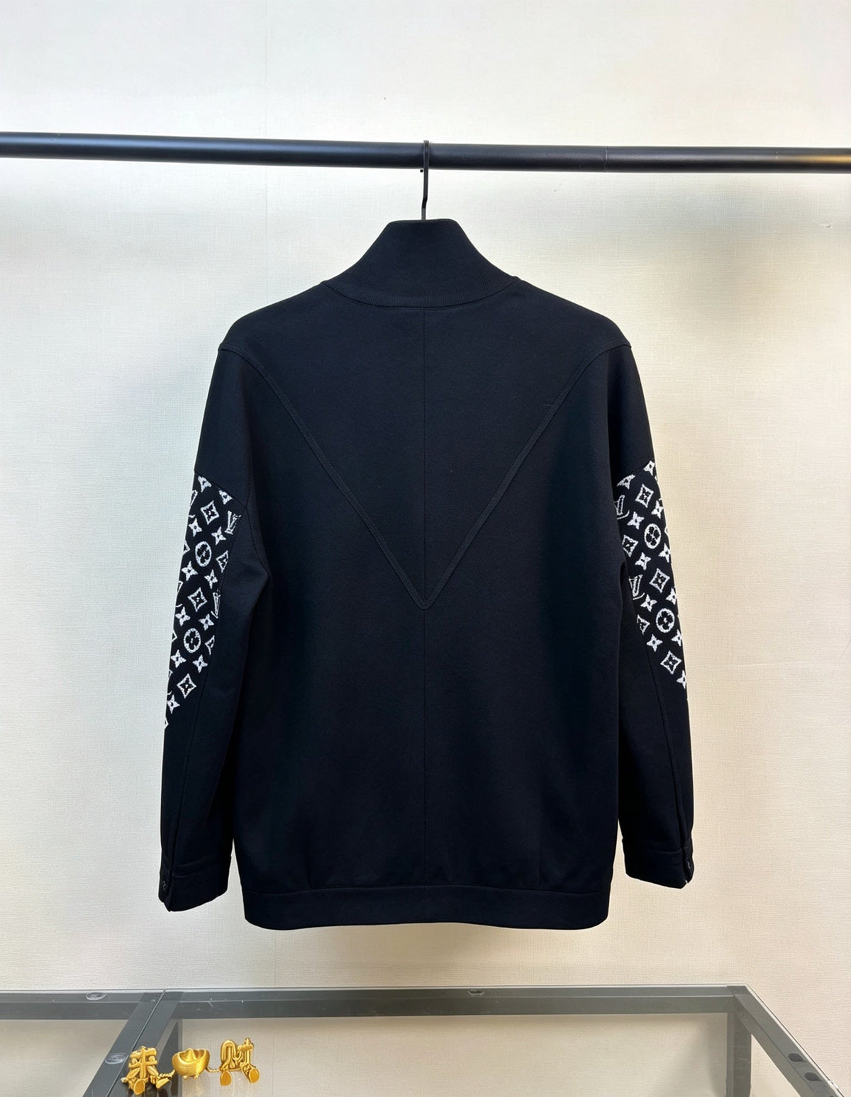 260901 New high-quality patterned sleeve heavy wool knitted zipper coat