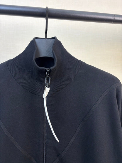 260901 New high-quality patterned sleeve heavy wool knitted zipper coat