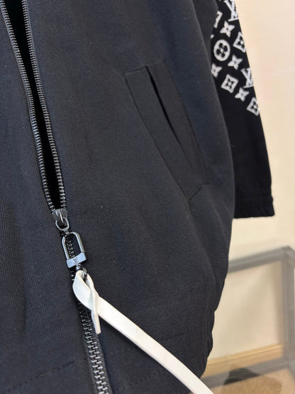 260901 New high-quality patterned sleeve heavy wool knitted zipper coat