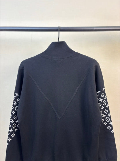 260901 New high-quality patterned sleeve heavy wool knitted zipper coat