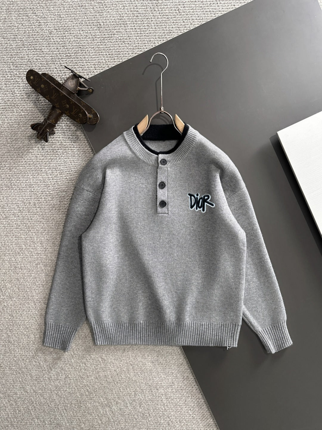 260901 New high-quality exclusive wool blend fabric patchwork color-matched sweater