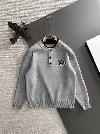 260901 New high-quality exclusive wool blend fabric patchwork color-matched sweater