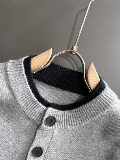 260901 New high-quality exclusive wool blend fabric patchwork color-matched sweater