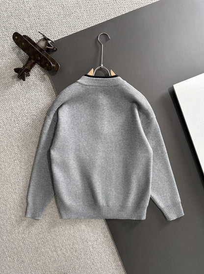 260901 New high-quality exclusive wool blend fabric patchwork color-matched sweater