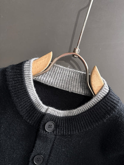 260901 New high-quality exclusive wool blend fabric patchwork color-matched sweater