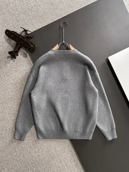 260901 New high-quality exclusive wool blend fabric patchwork color-matched sweater