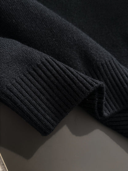 260901 New high-quality exclusive wool blend fabric patchwork color-matched sweater