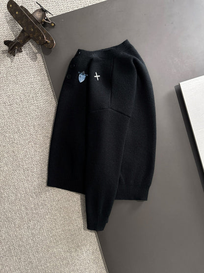 260901 New high-quality exclusive wool blend fabric patchwork color-matched sweater