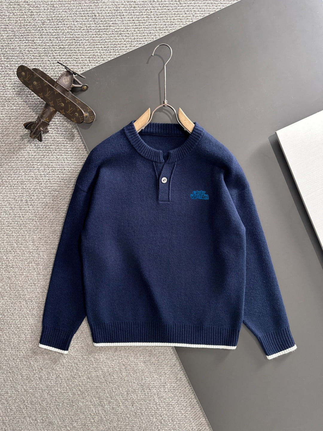 260901 New high-quality exclusive wool blend fabric patchwork color-matched sweater