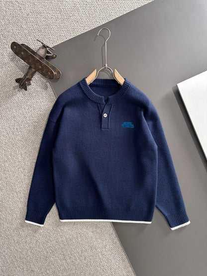 260901 New high-quality exclusive wool blend fabric patchwork color-matched sweater
