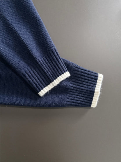 260901 New high-quality exclusive wool blend fabric patchwork color-matched sweater