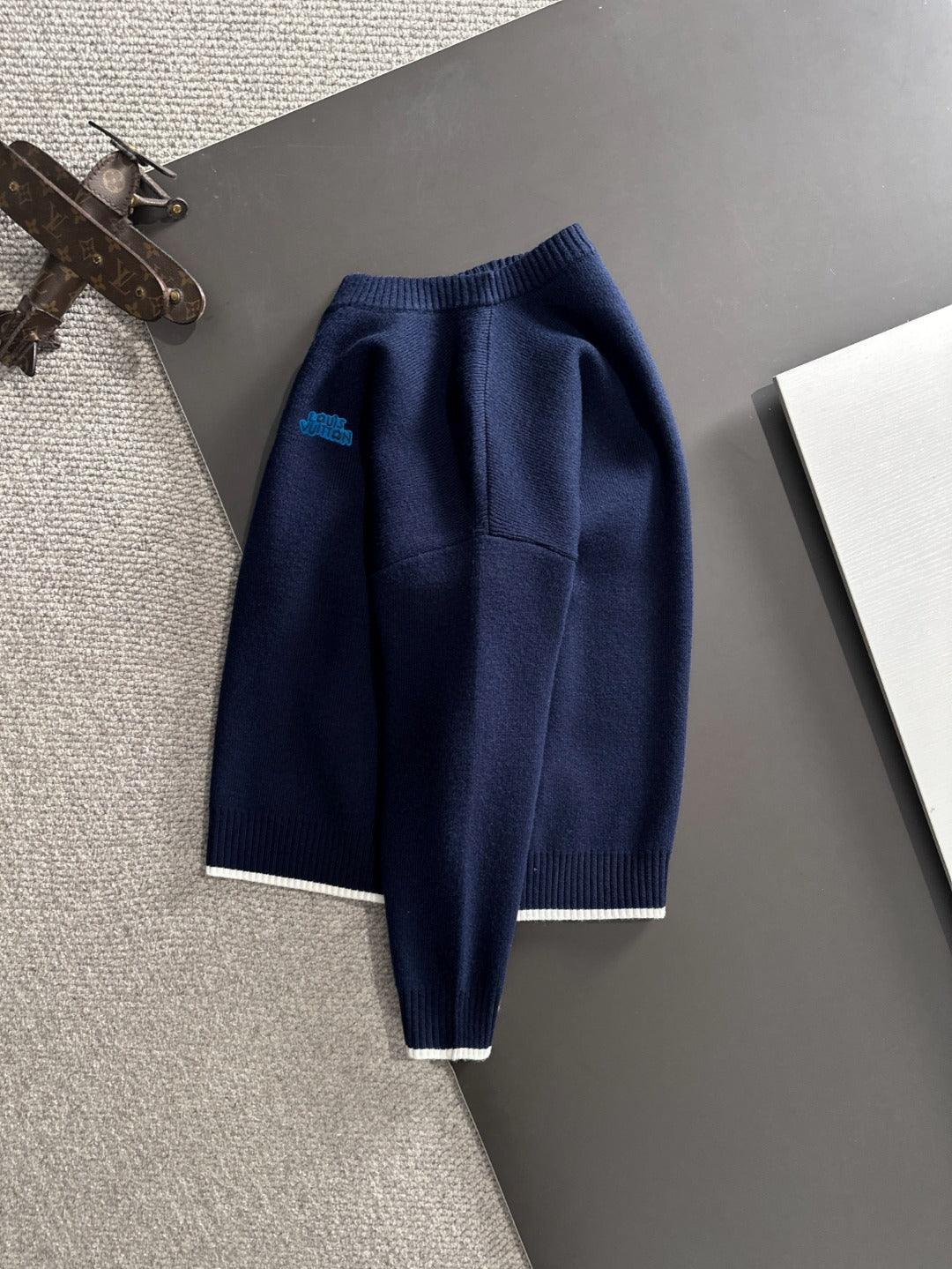 260901 New high-quality exclusive wool blend fabric patchwork color-matched sweater