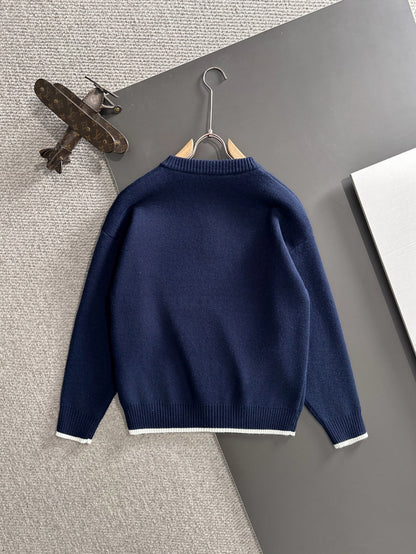 260901 New high-quality exclusive wool blend fabric patchwork color-matched sweater